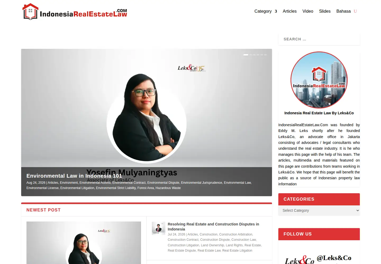 Captured homepage of indonesiarealestatelaw.com in the current scan