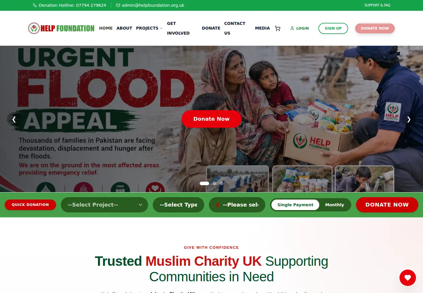 Screenshot of helpfoundation.org.uk