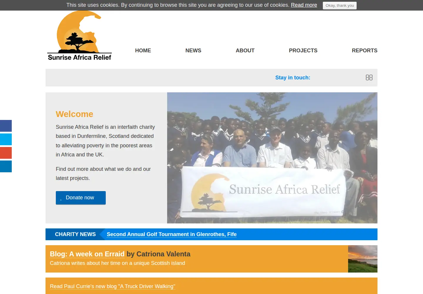 Screenshot of sunriseafrica.org.uk