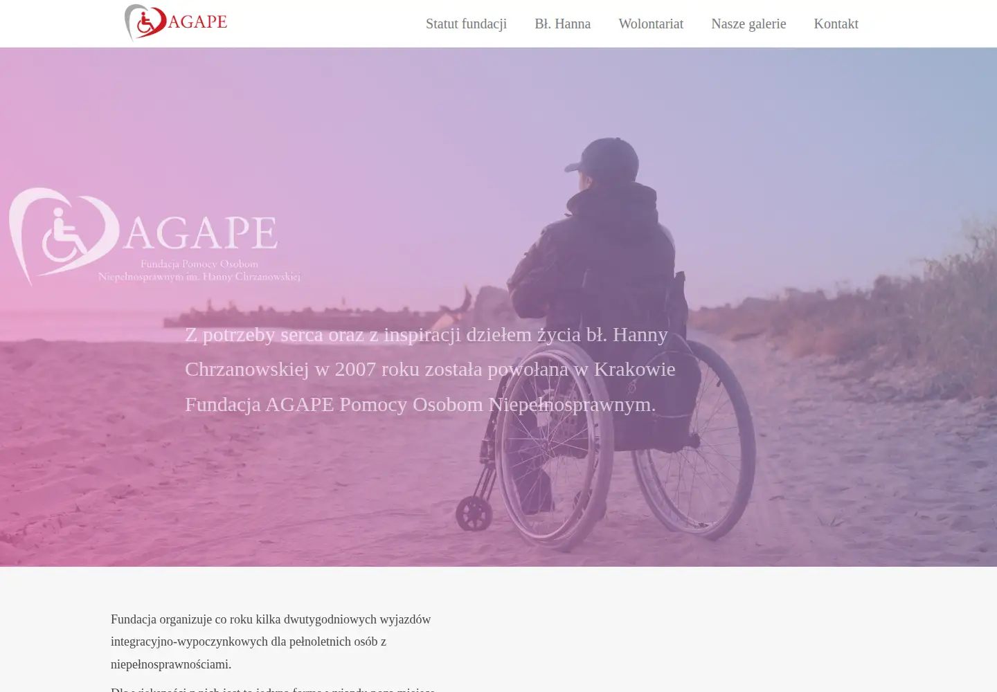 Screenshot of fundacjaagape.org