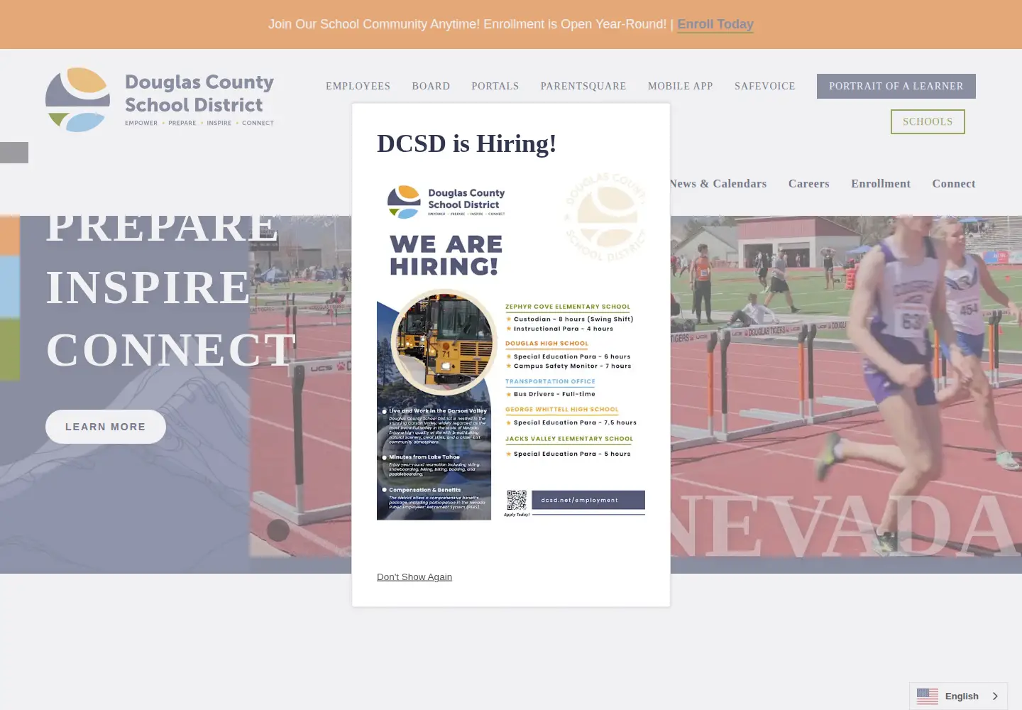 Captured homepage of dcsd.net in the current scan