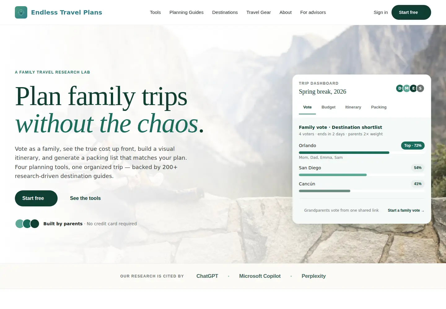 Captured homepage of endlesstravelplans.com in the current scan