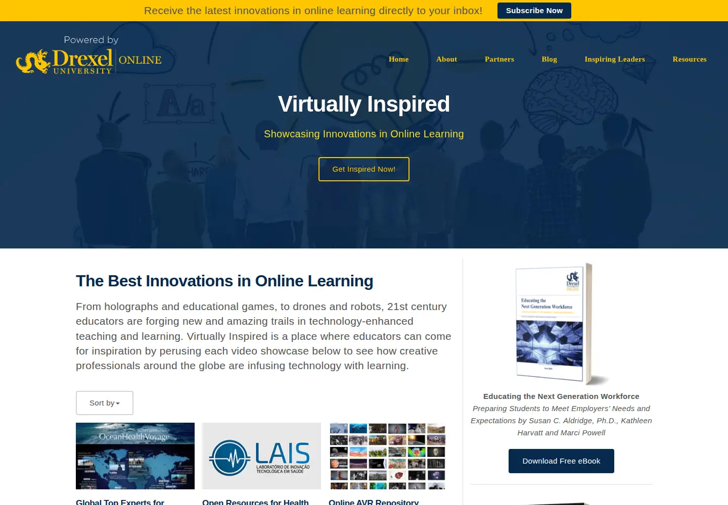 Captured homepage of virtuallyinspired.org in the current scan