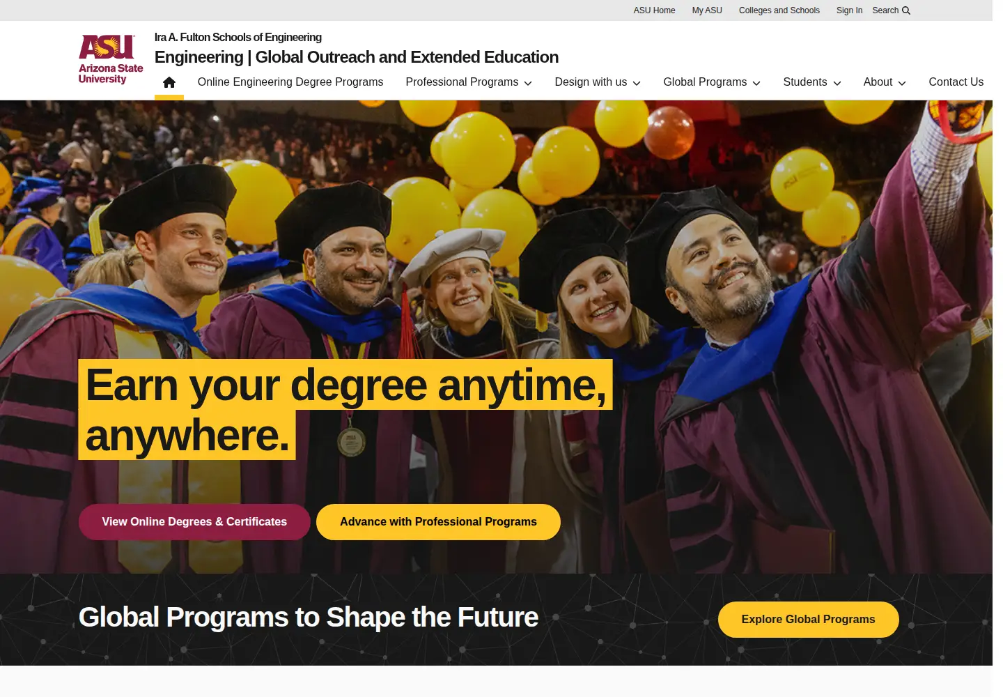 Captured homepage of asuengineeringonline.com in the current scan