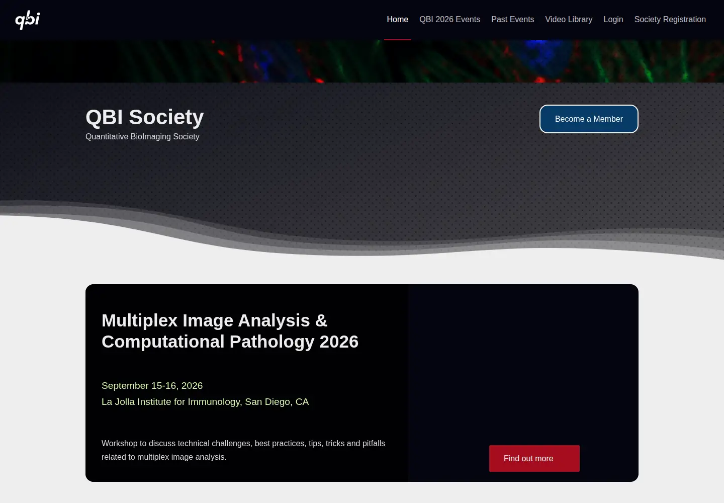 Captured homepage of quantitativebioimaging.com in the current scan