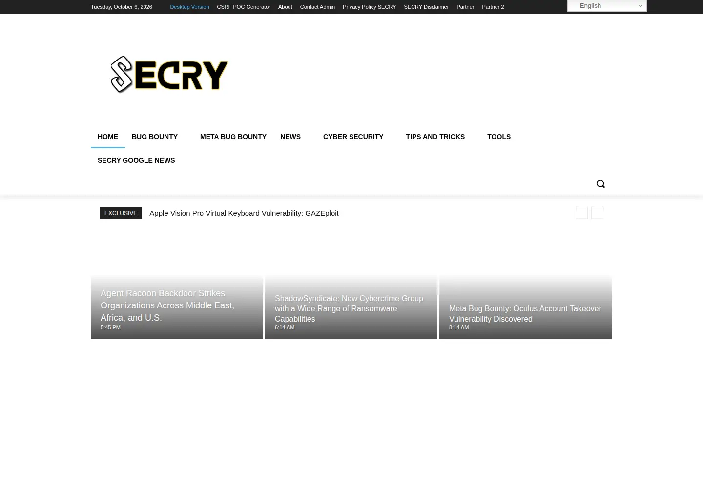 Screenshot of secry.me
