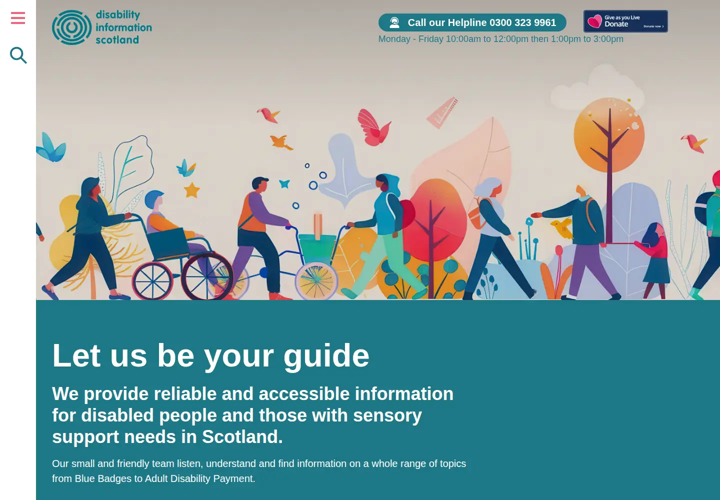 Captured homepage of disabilityscot.org.uk in the current scan