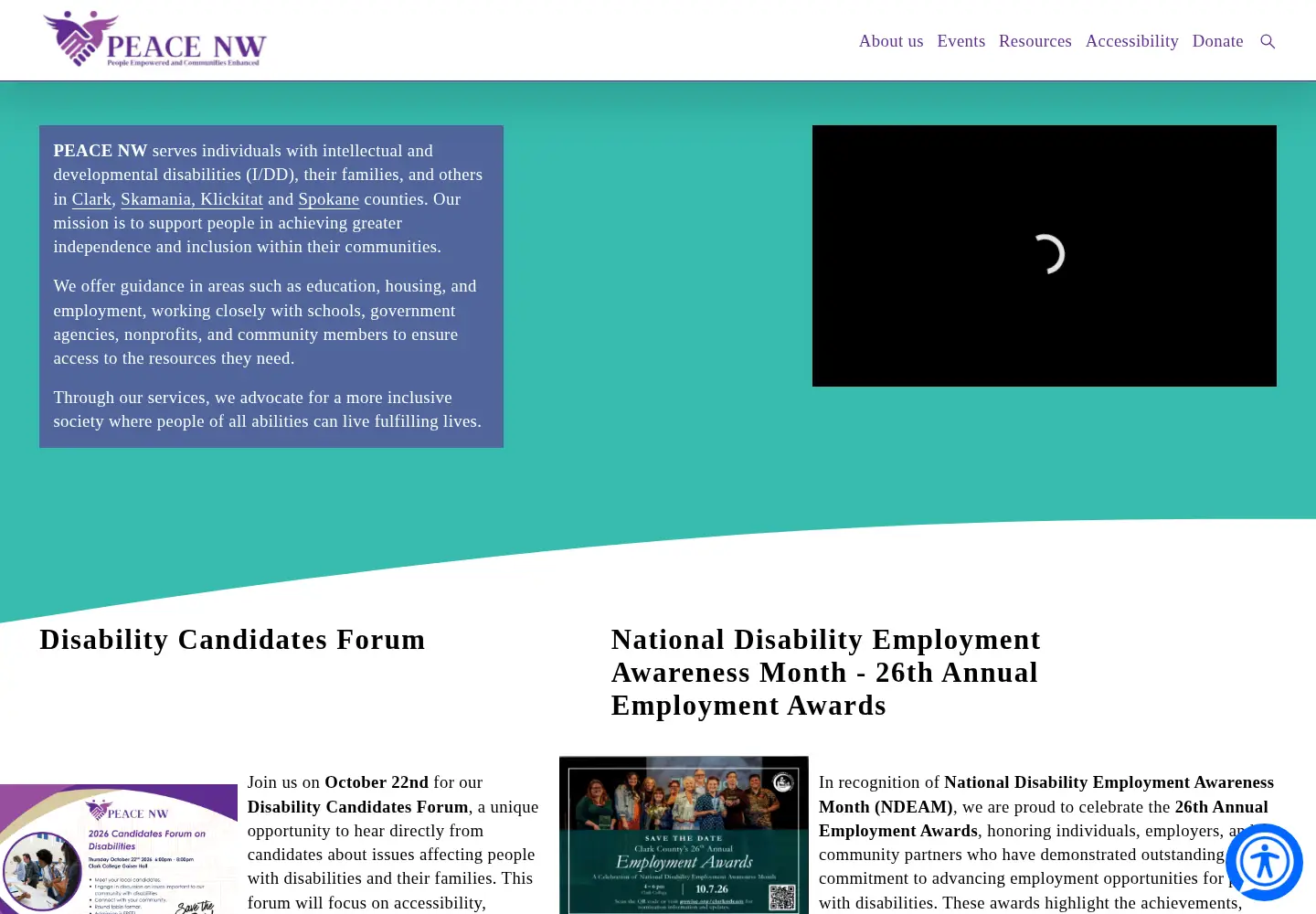 Screenshot of peacenw.org