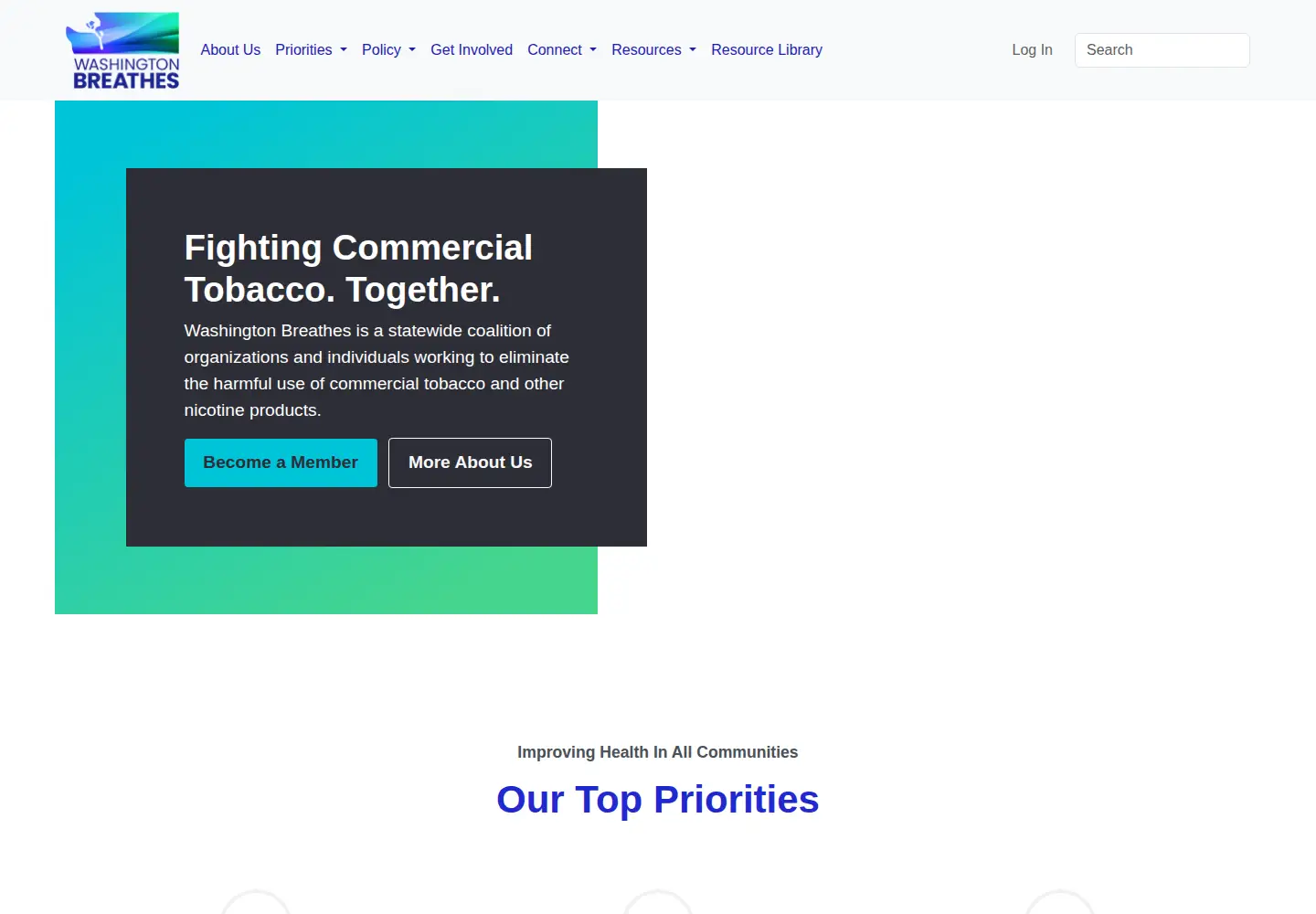 Screenshot of washingtonbreathes.org