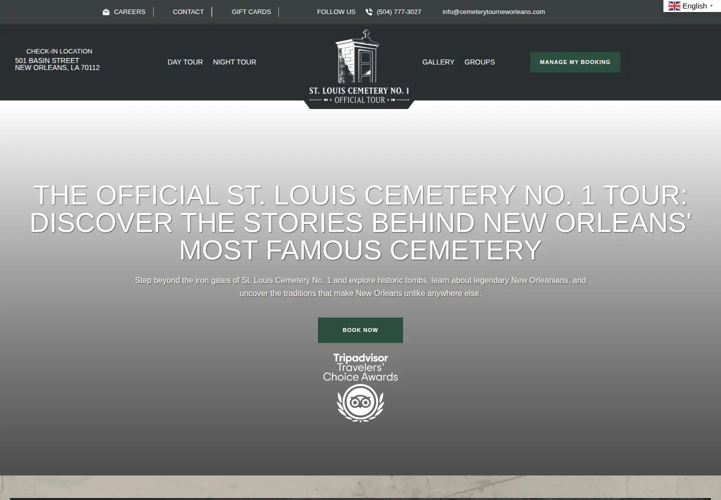 Screenshot of cemeterytourneworleans.com