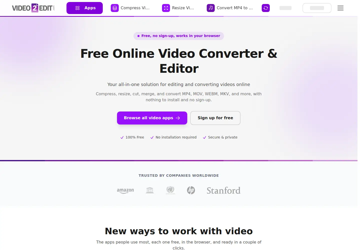 Screenshot of video2edit.com