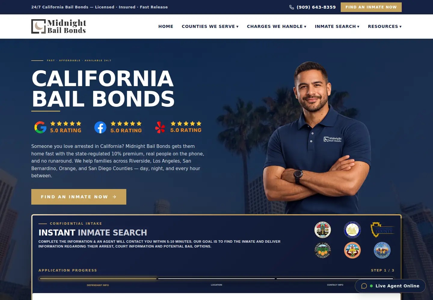 Captured homepage of midnightbail.com in the current scan
