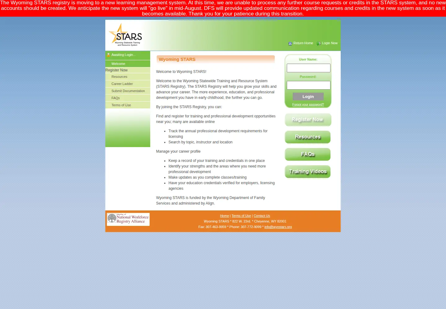 Captured homepage of wyregistry.org in the current scan
