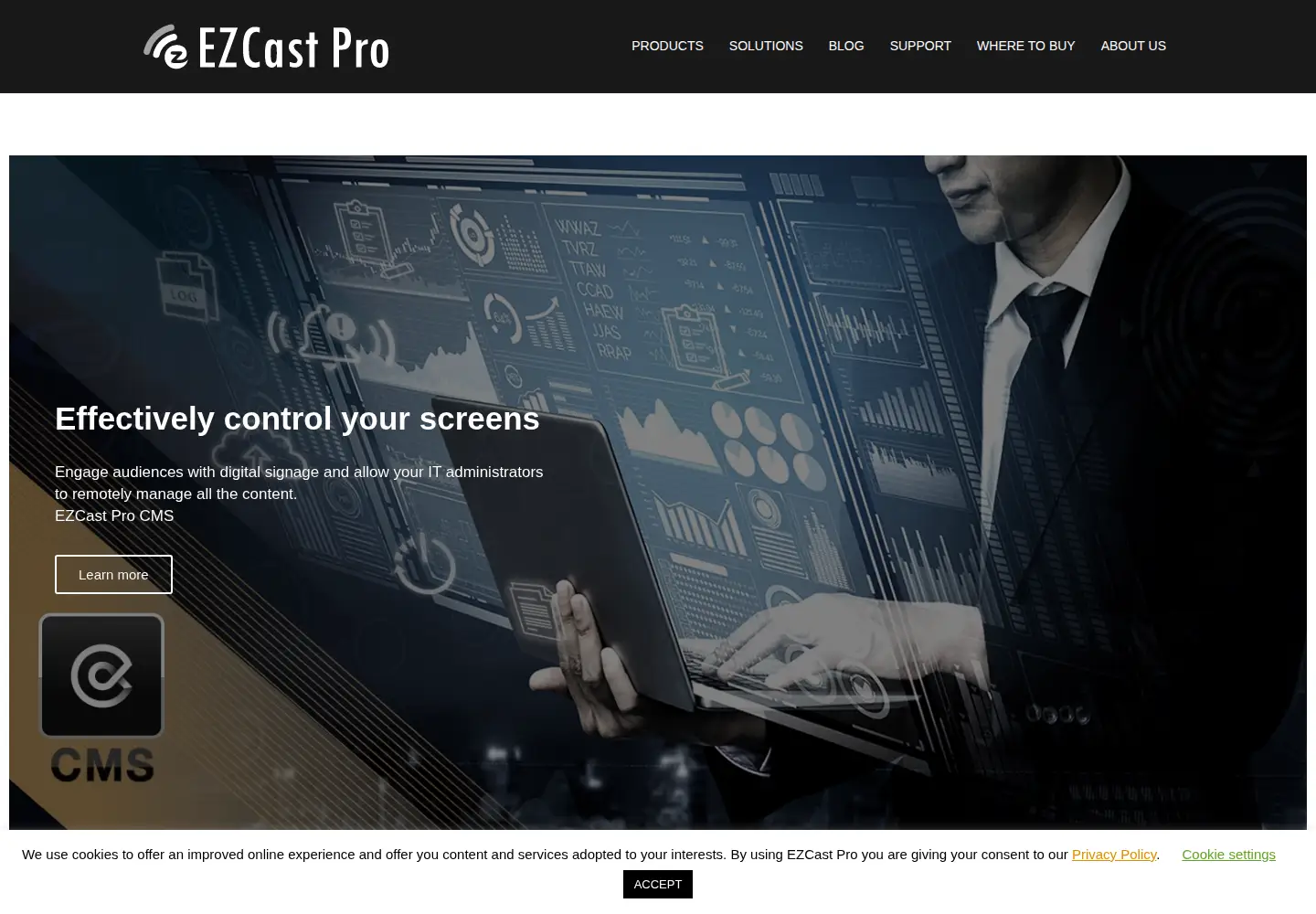 Captured homepage of ezcast-pro.com in the current scan