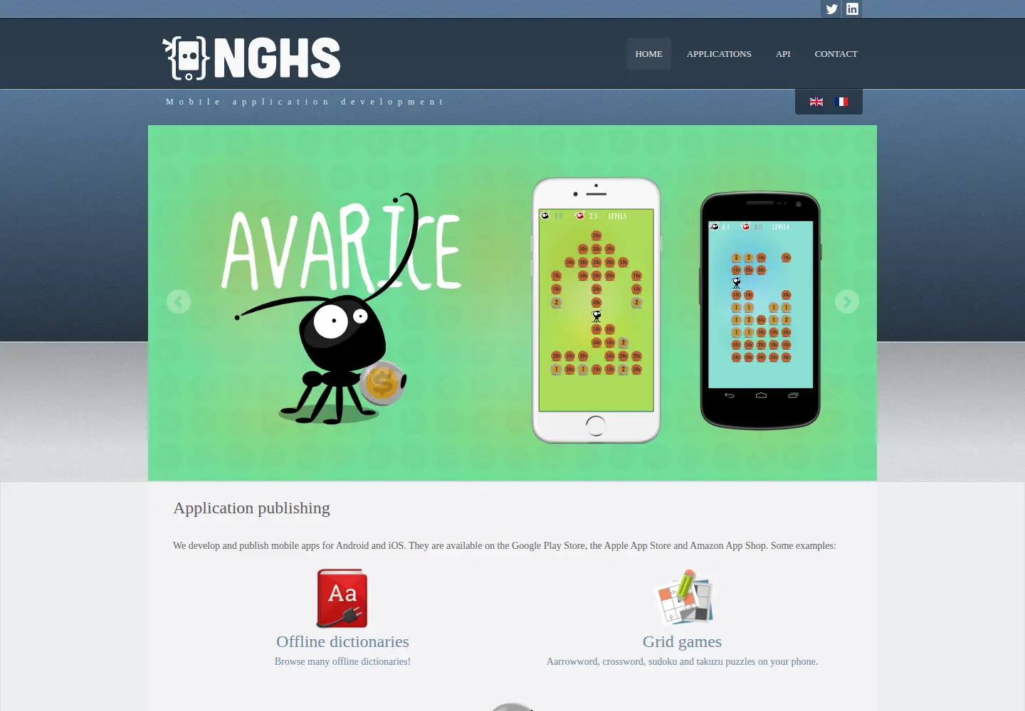 Captured homepage of nghs.fr in the current scan