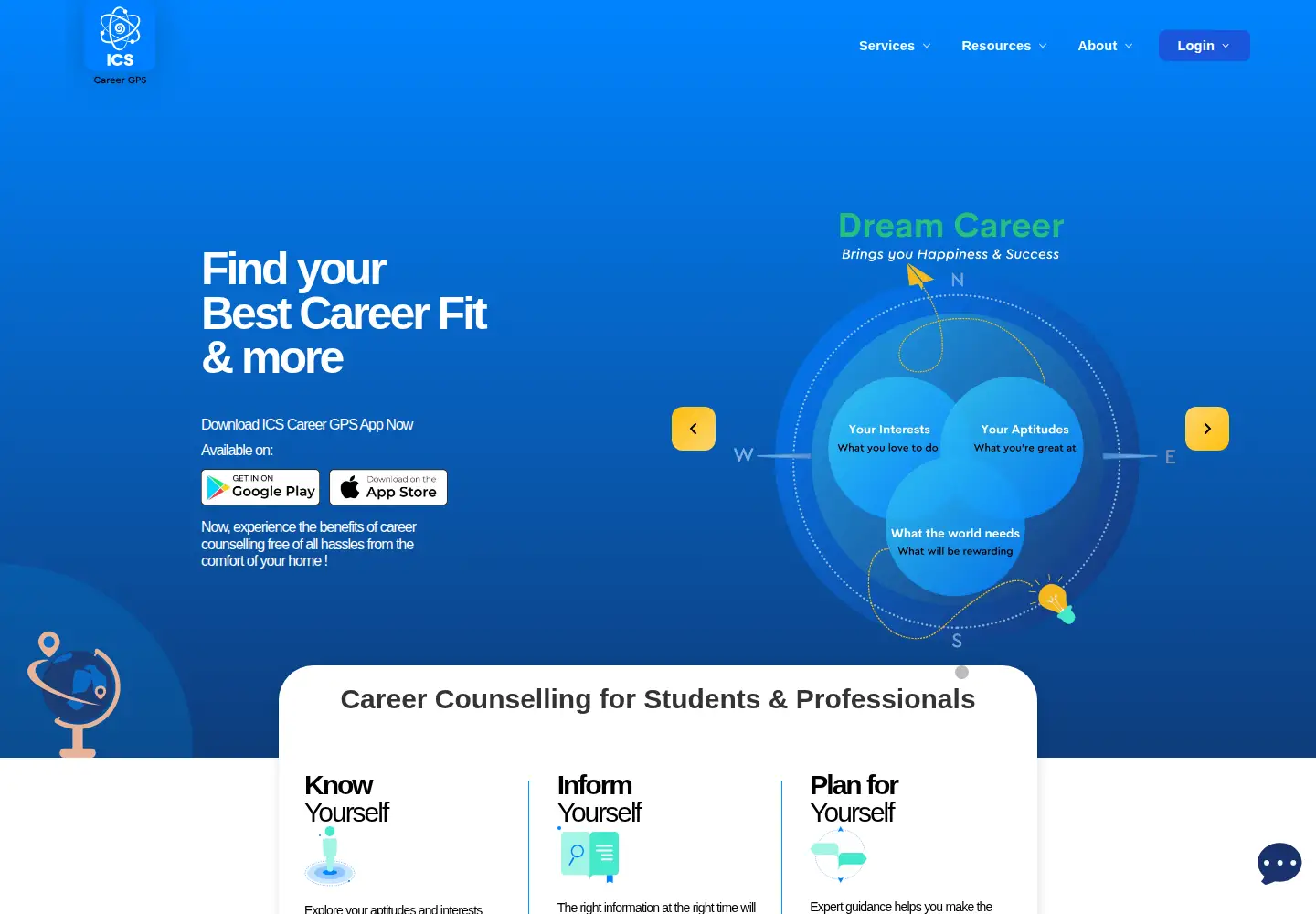 Captured homepage of icscareergps.com in the current scan