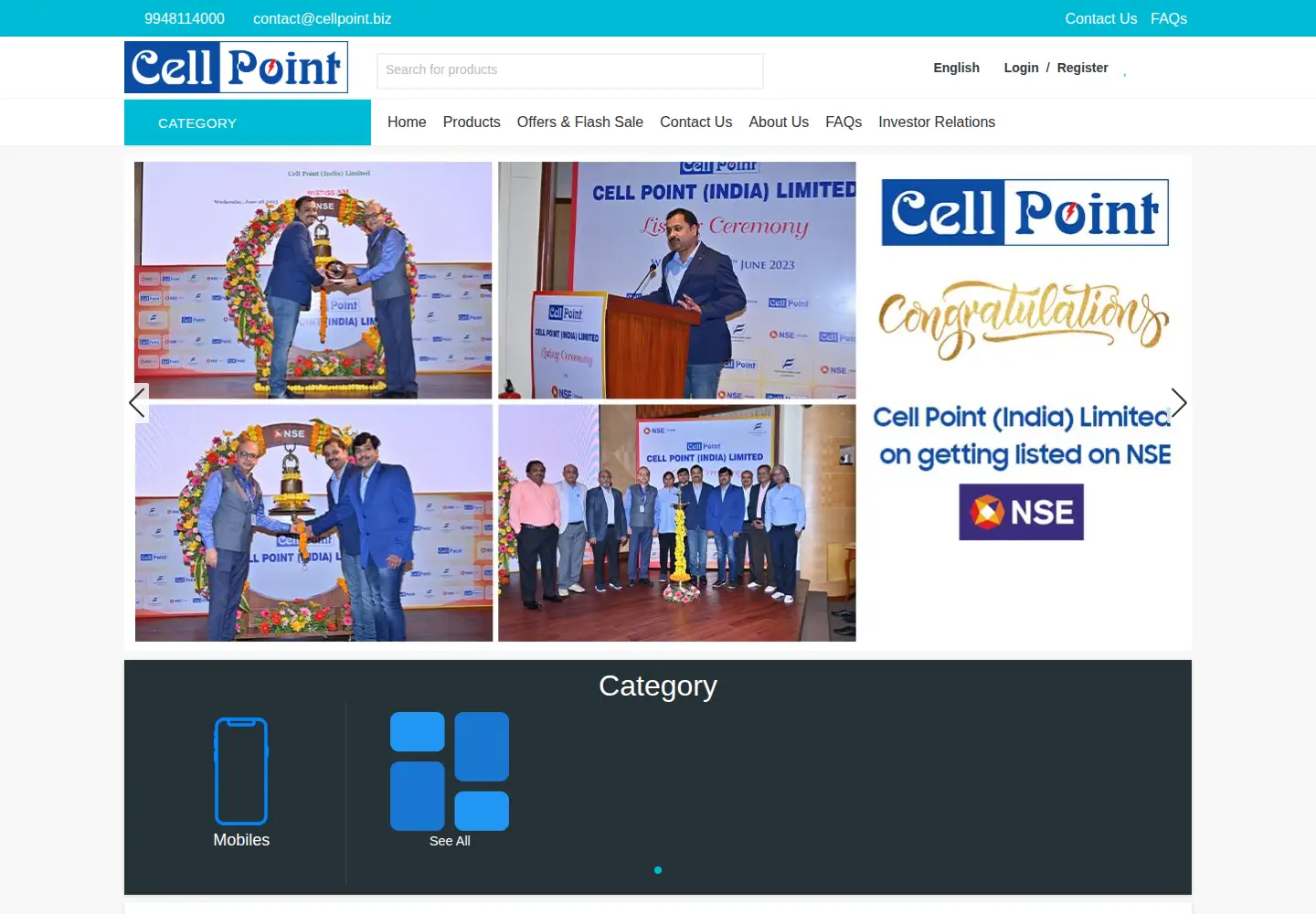 Captured homepage of cellpoint.biz in the current scan