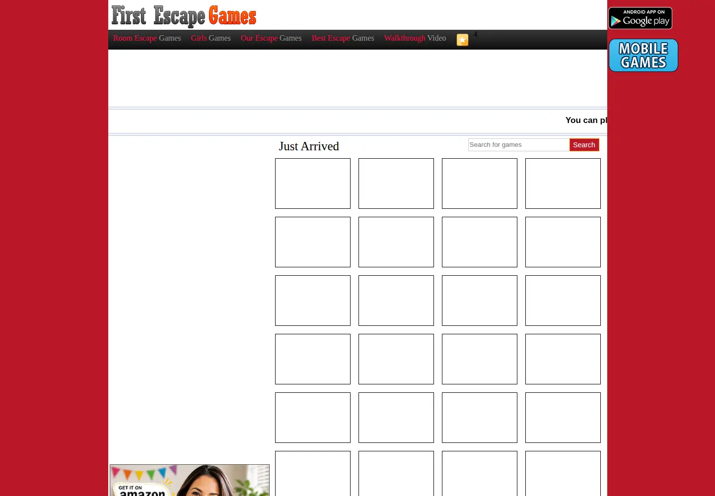 Captured homepage of firstescapegames.com in the current scan