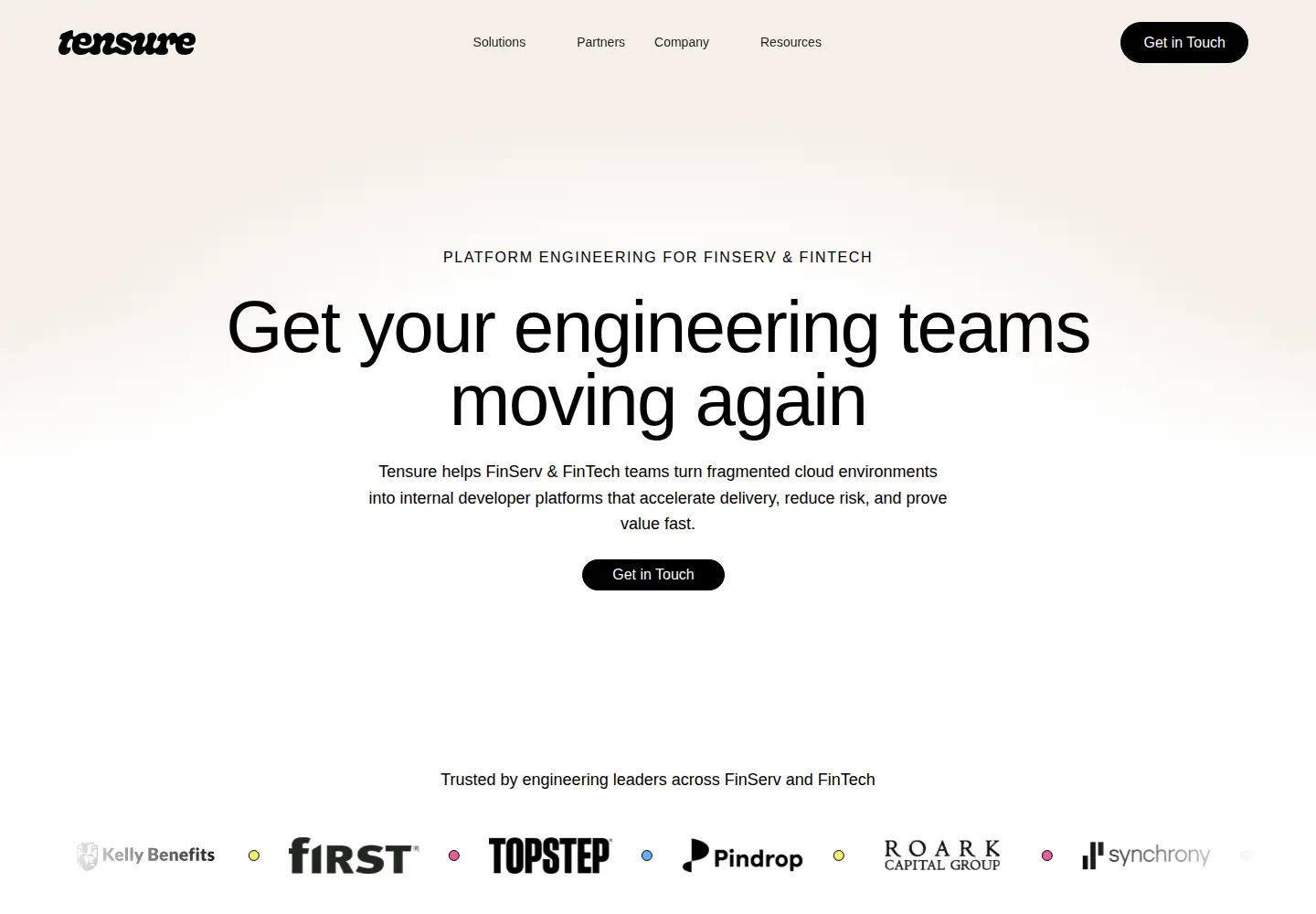 Captured homepage of tensure.io in the current scan