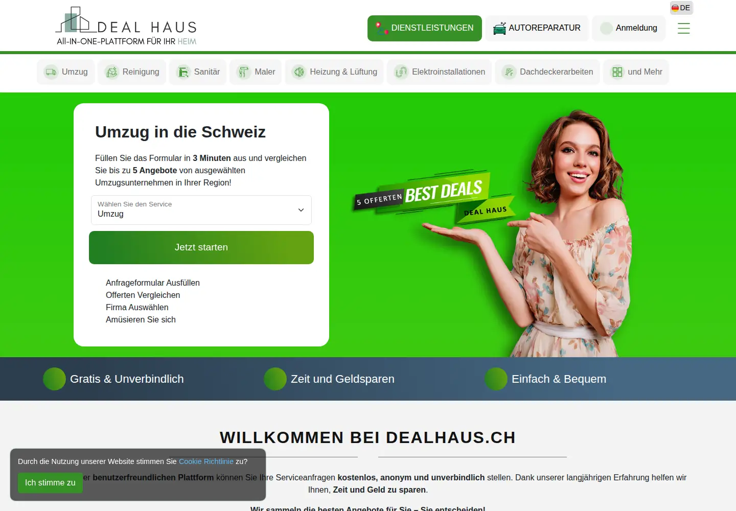 Captured homepage of dealhaus.ch in the current scan