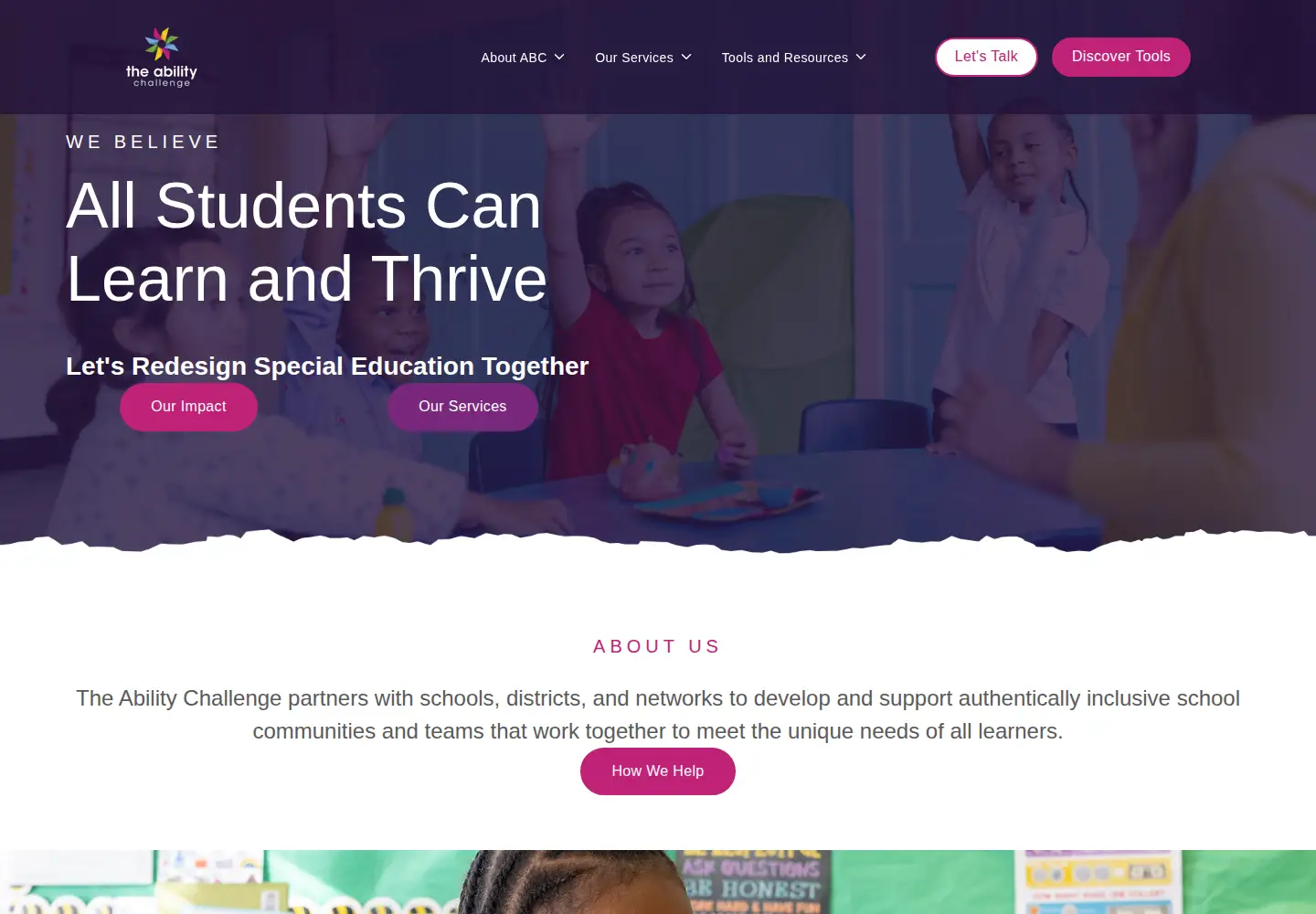 Captured homepage of theabilitychallenge.org in the current scan