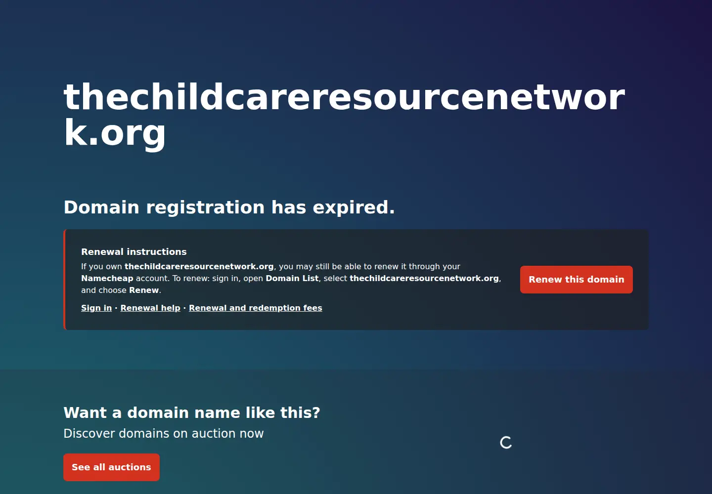 Screenshot of thechildcareresourcenetwork.org