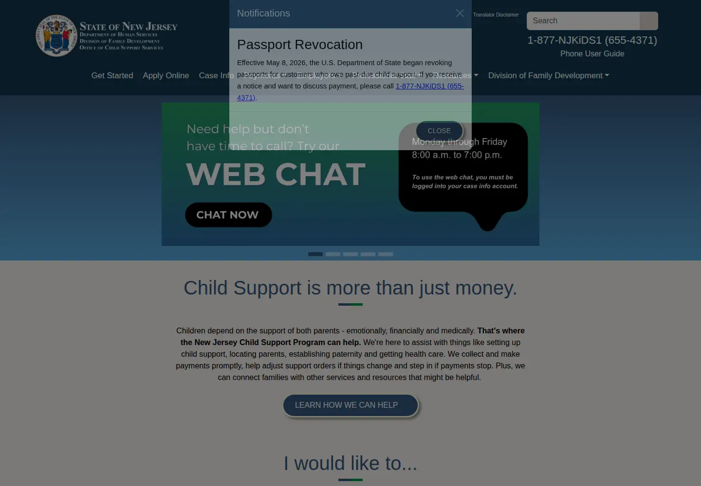 Screenshot of njchildsupport.org