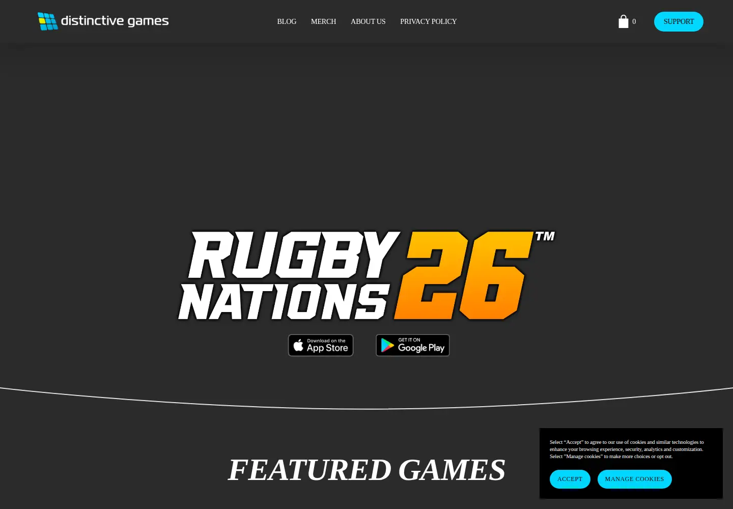 Captured homepage of distinctivegames.com in the current scan