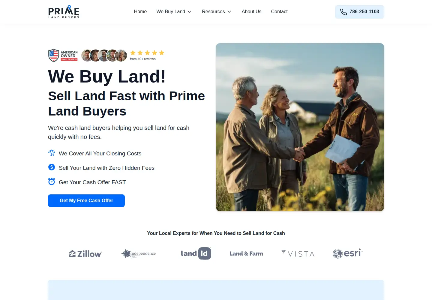 Screenshot of primelandbuyers.com