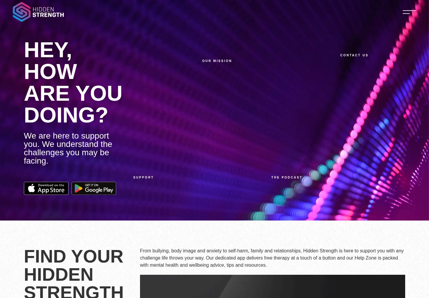 Captured homepage of hiddenstrength.com in the current scan