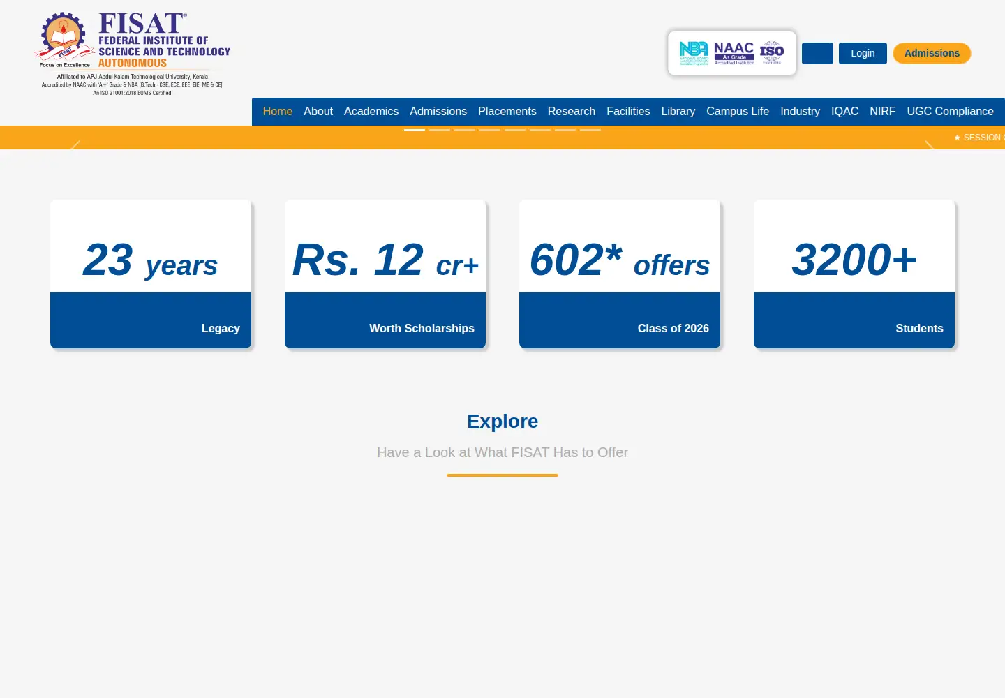 Screenshot of fisat.ac.in
