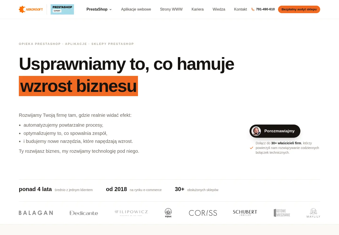 Captured homepage of arkonsoft.pl in the current scan