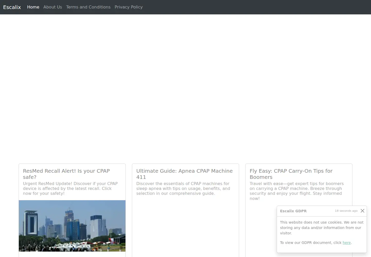 Captured homepage of escalix.com in the current scan
