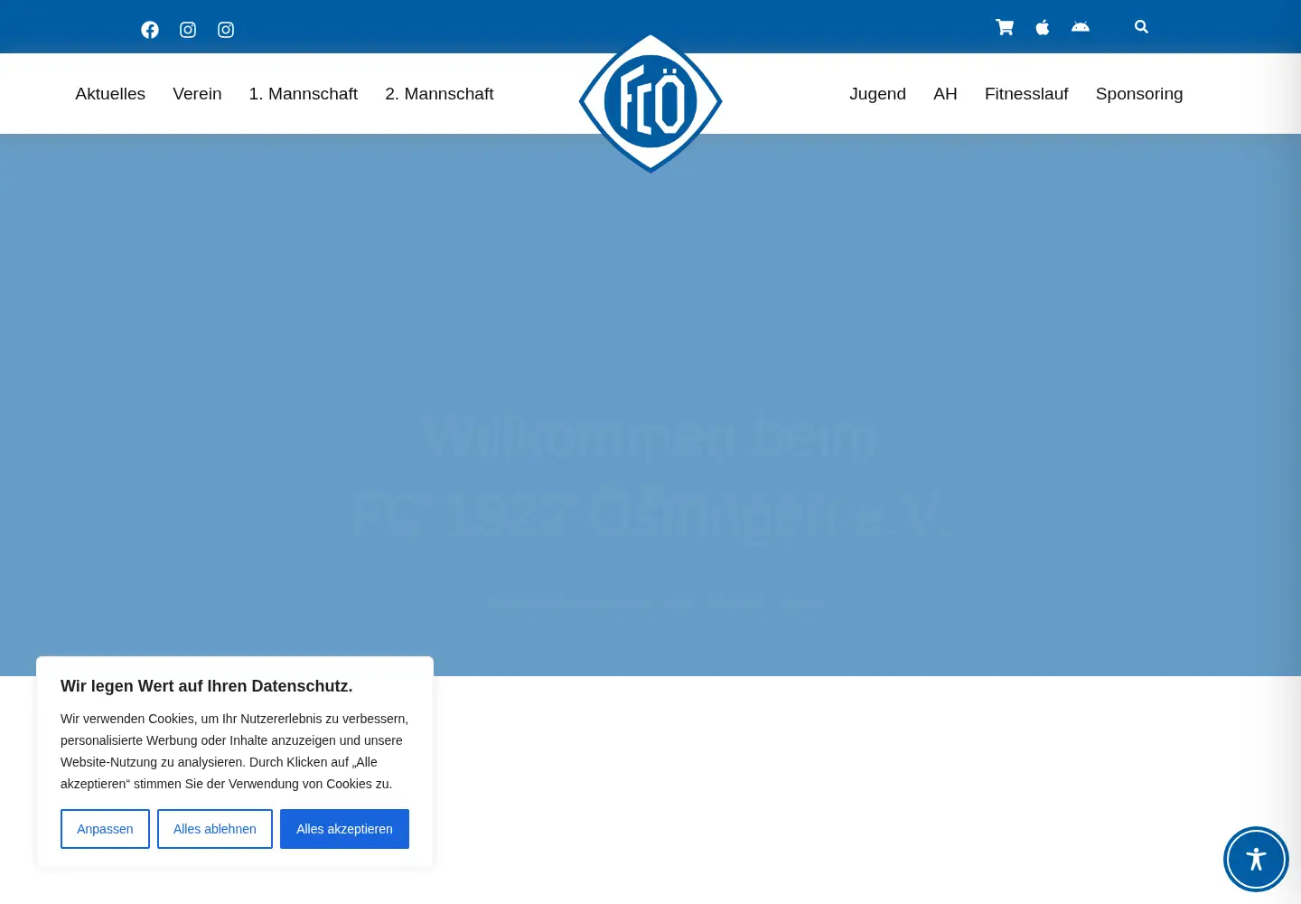 Captured homepage of fcoestringen.de in the current scan