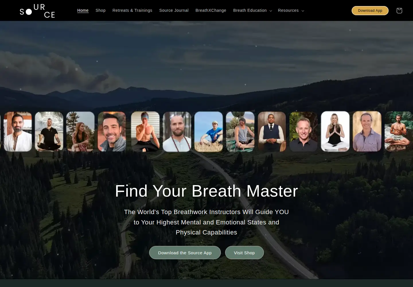 Captured homepage of thebreathsource.app in the current scan