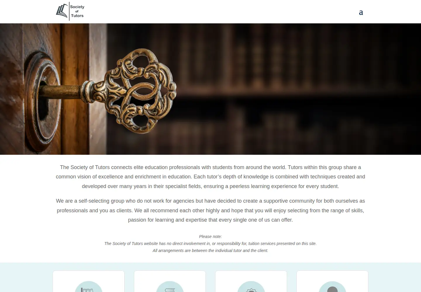 Captured homepage of societyoftutors.org in the current scan