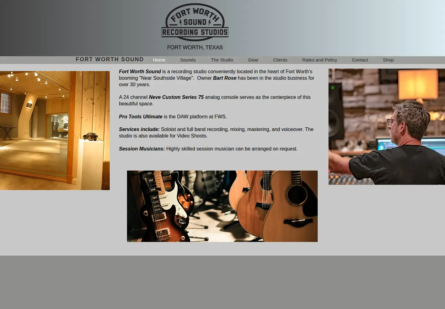 Captured homepage of fortworthsound.com in the current scan