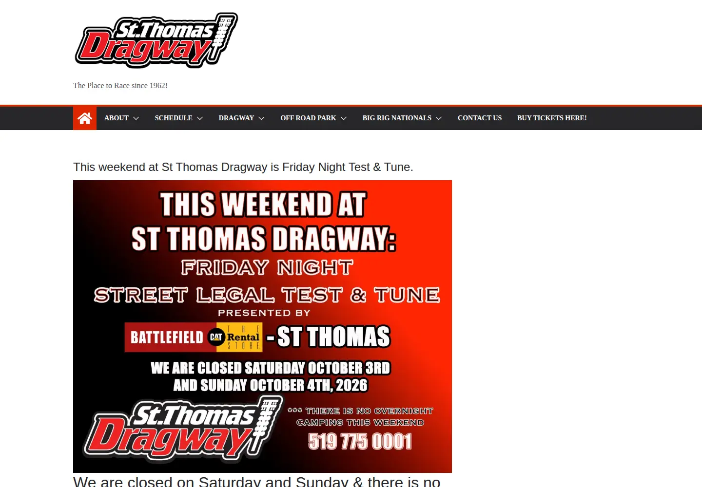 Screenshot of stthomasdragway.ca