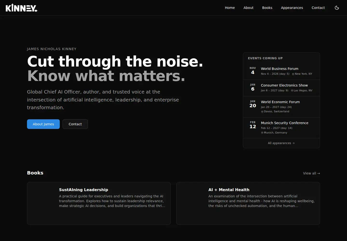 Screenshot of jamesnicholaskinney.com