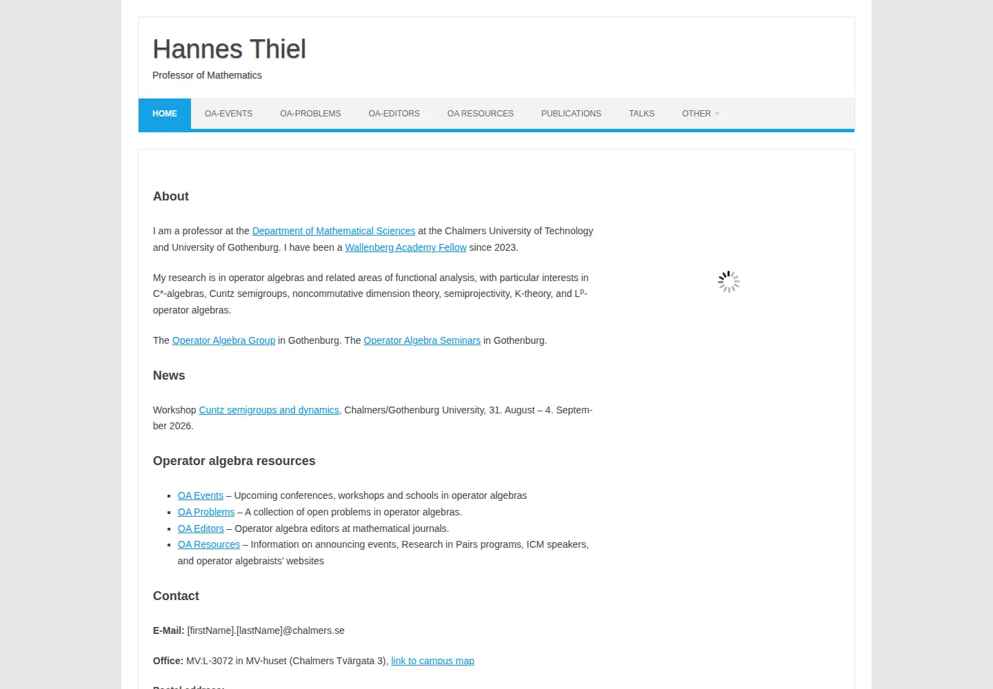 Captured homepage of hannesthiel.org in the current scan