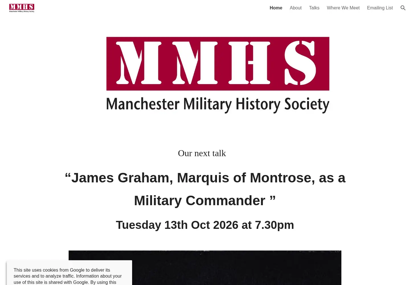 Captured homepage of mcrmilhist.org.uk in the current scan