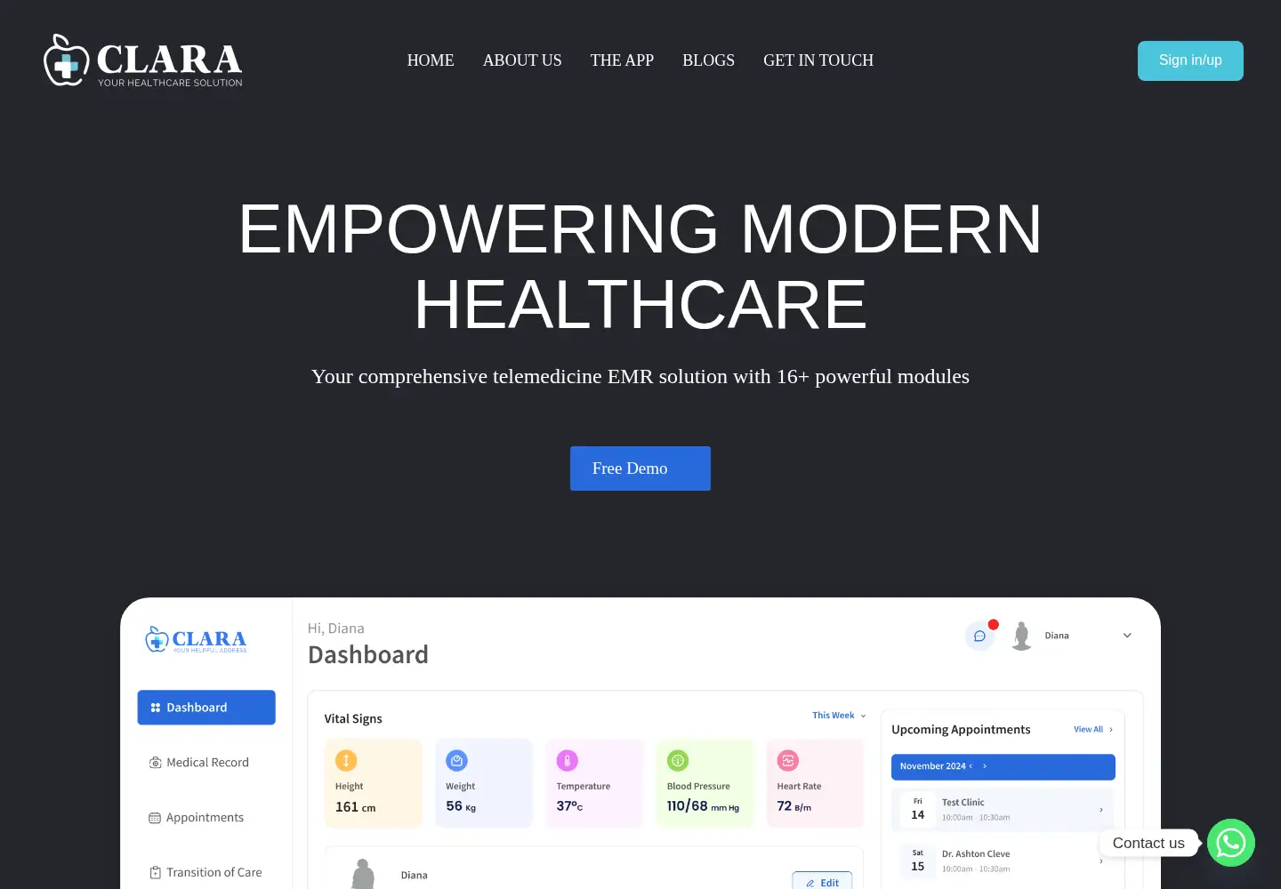Captured homepage of mdclara.com in the current scan