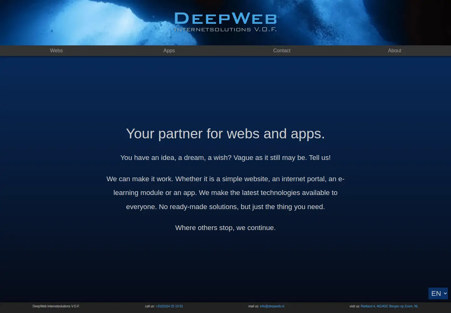 Captured homepage of deepweb.nl in the current scan