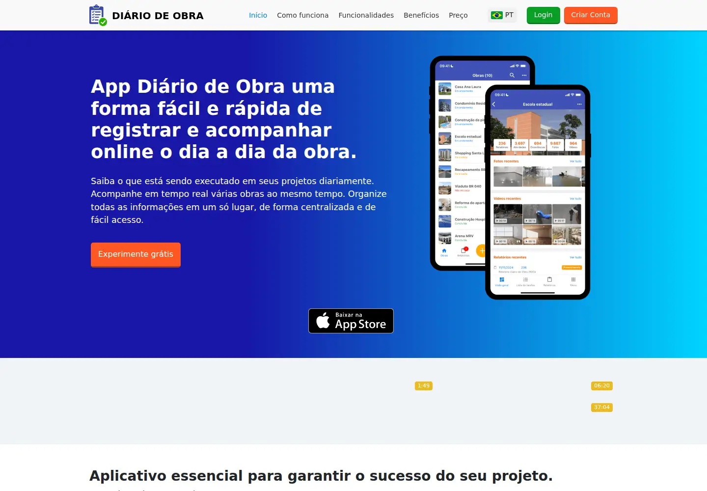 Captured homepage of diariodeobras.net in the current scan