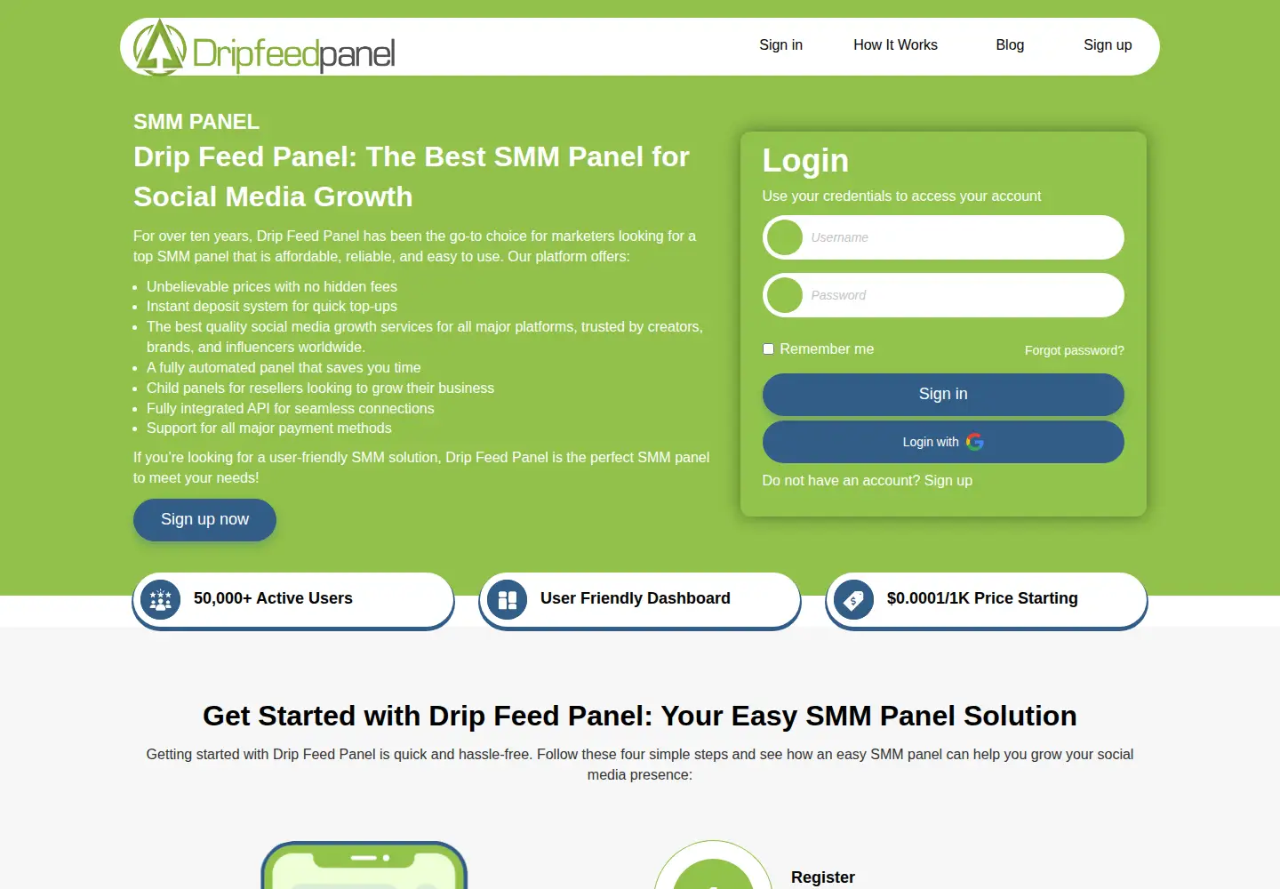Screenshot of dripfeedpanel.com