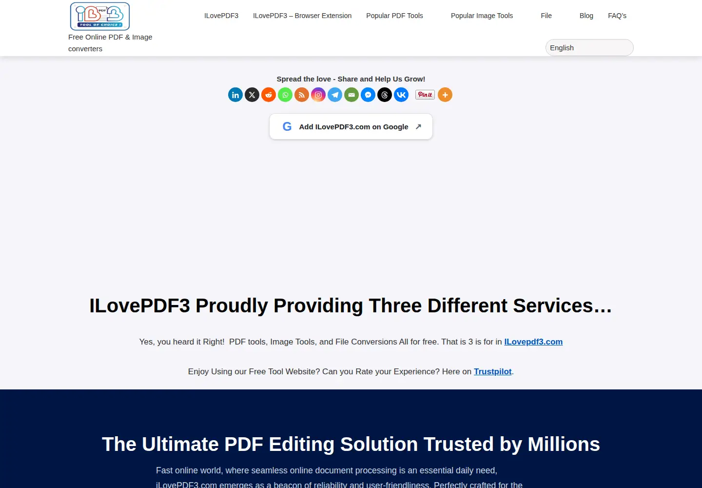 Captured homepage of ilovepdf3.com in the current scan