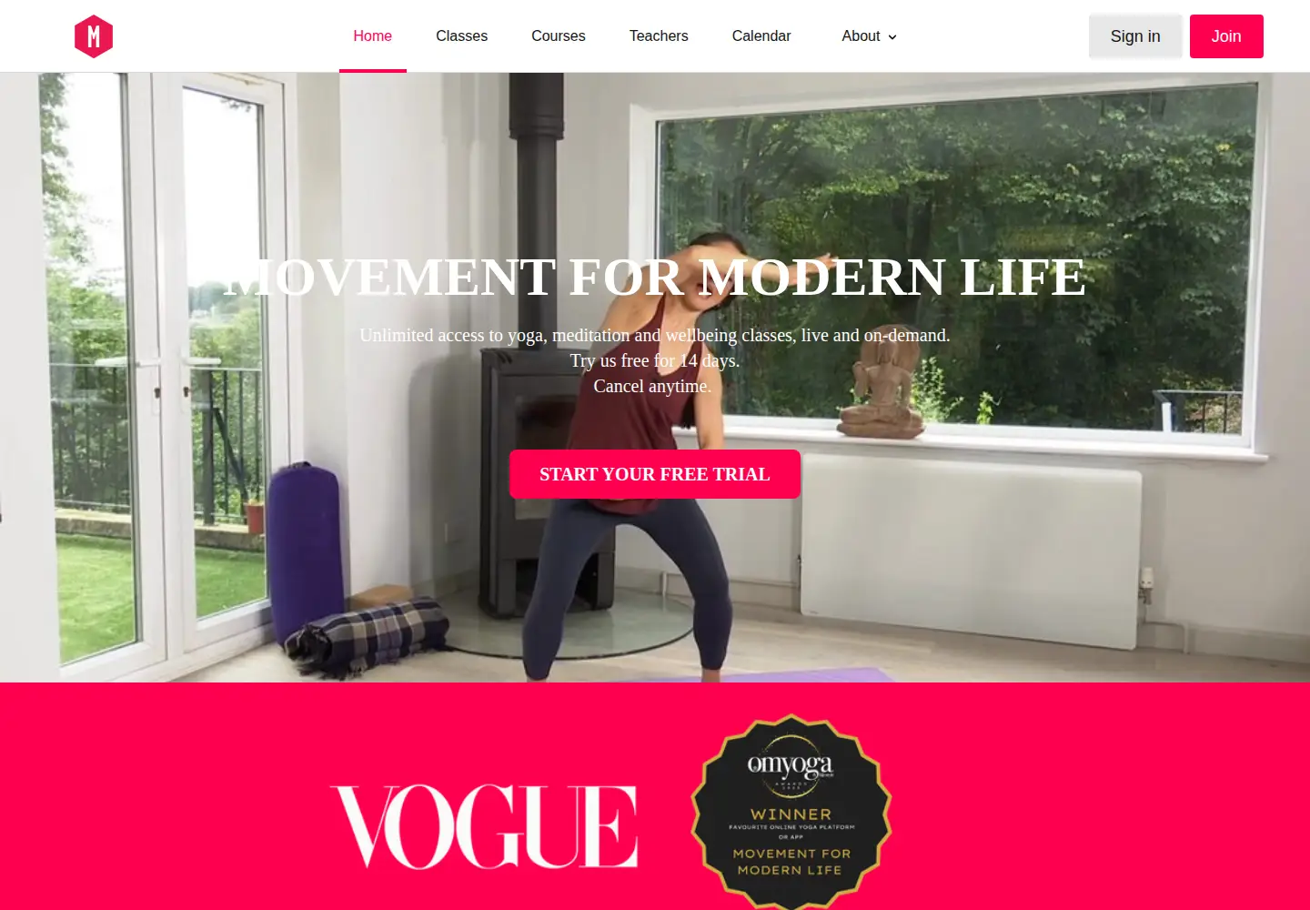 Captured homepage of movementformodernlife.com in the current scan