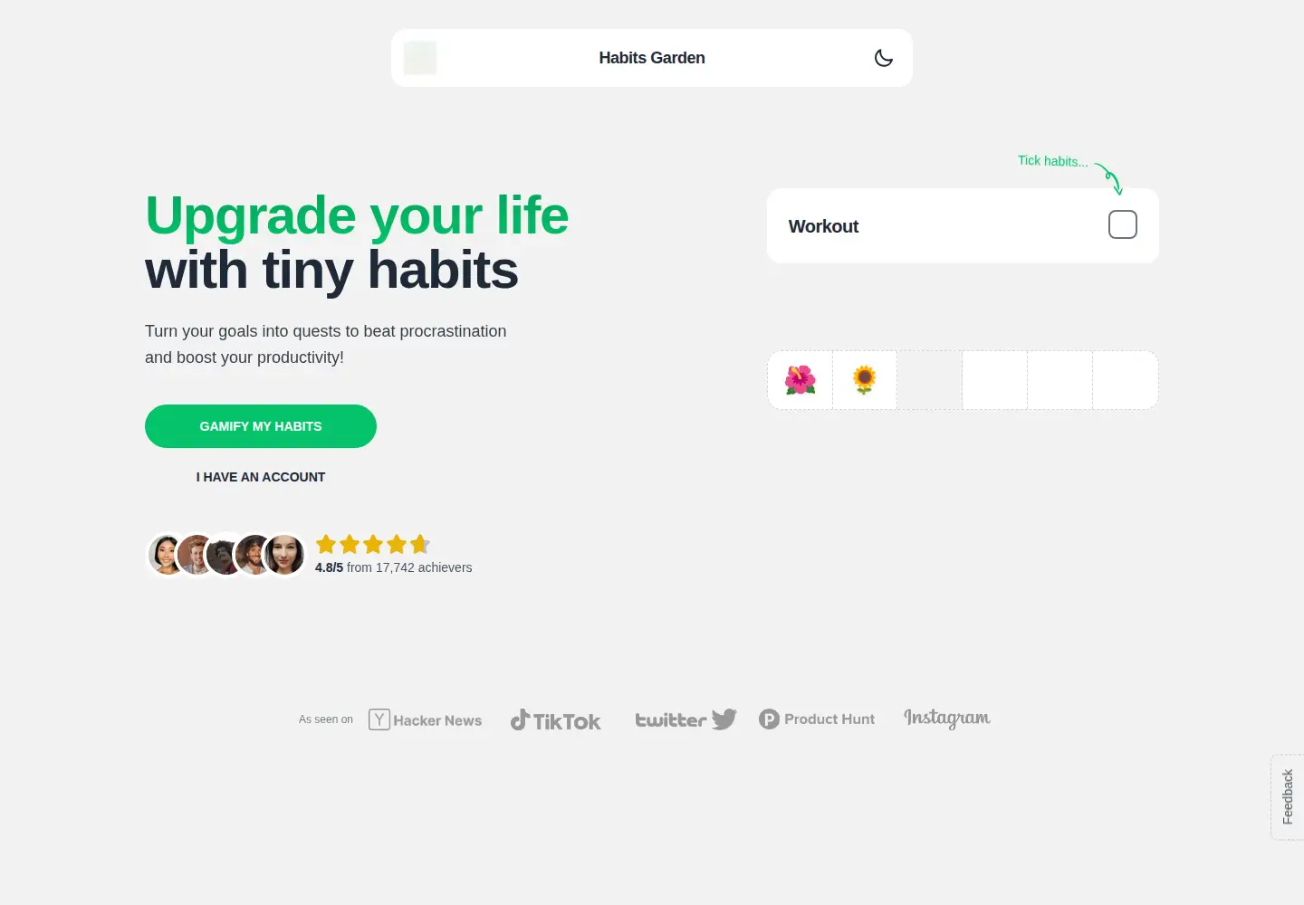 Screenshot of habitsgarden.com