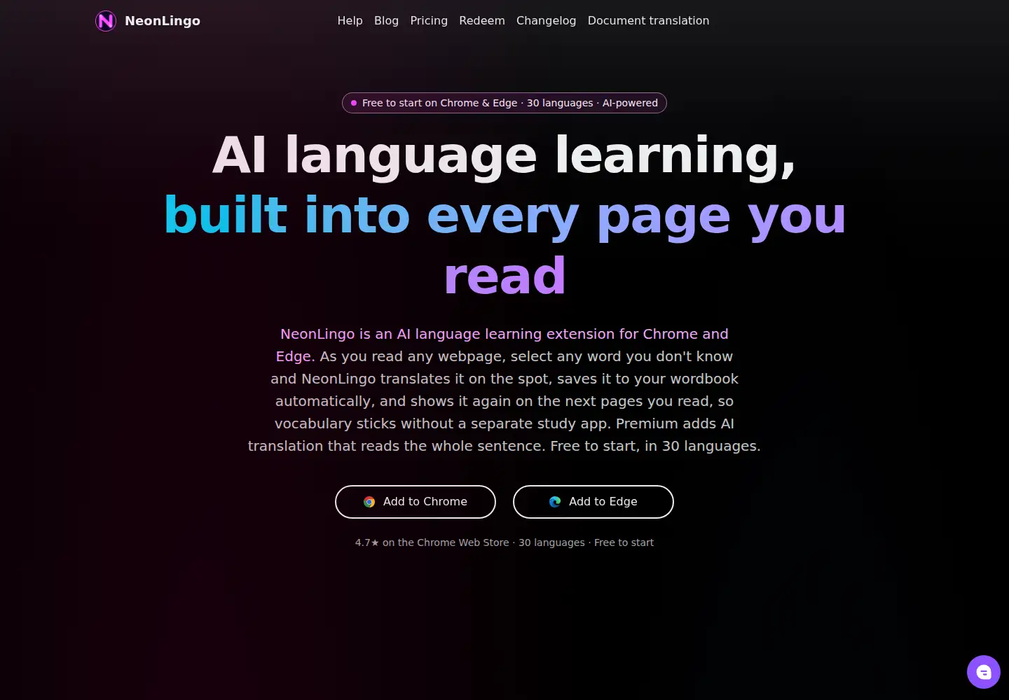 Screenshot of neonlingo.com