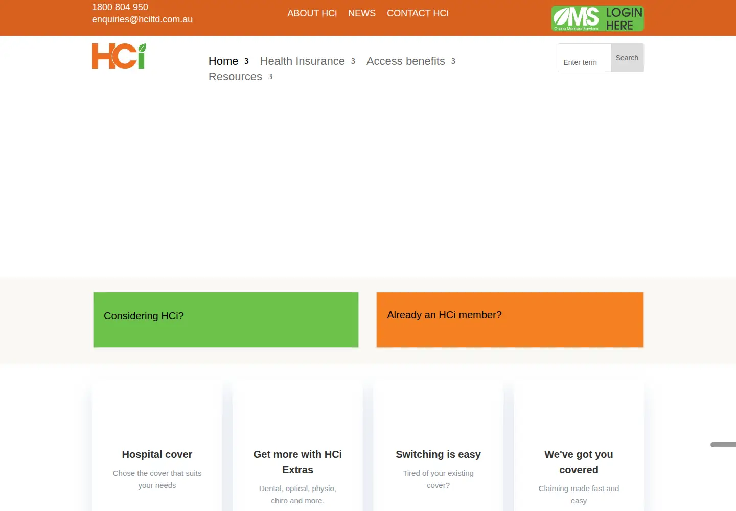 Captured homepage of hciltd.com.au in the current scan